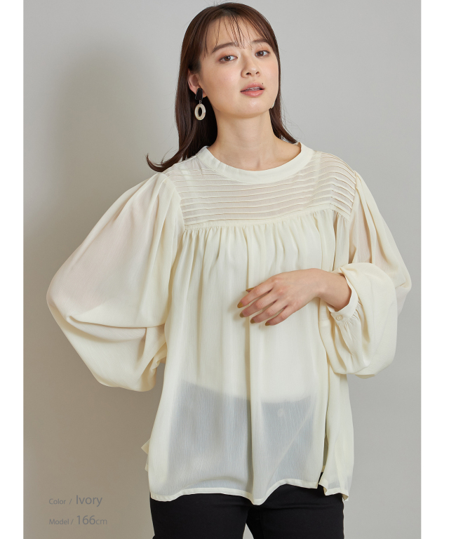 ★新品美品★【RIVE DROITE】楊柳ギャザーブラウス RIVE DROITE ブラウス シャツ 「着映え」楊柳ギャザーブラウス