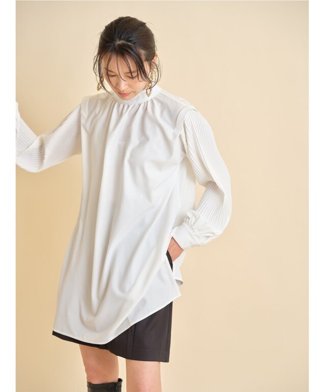 タックショルダープリーツスリーブブラウス※WEB Store限定販売