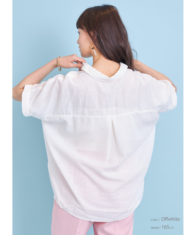 美品 群言堂 登美 リネンブラウス ビックシルエット チェック柄 スキッパー フレンチリネンスキッパーブラウス