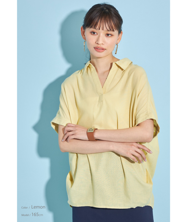 美品 群言堂 登美 リネンブラウス ビックシルエット チェック柄 スキッパー 石見銀山 群言堂 オンラインストア