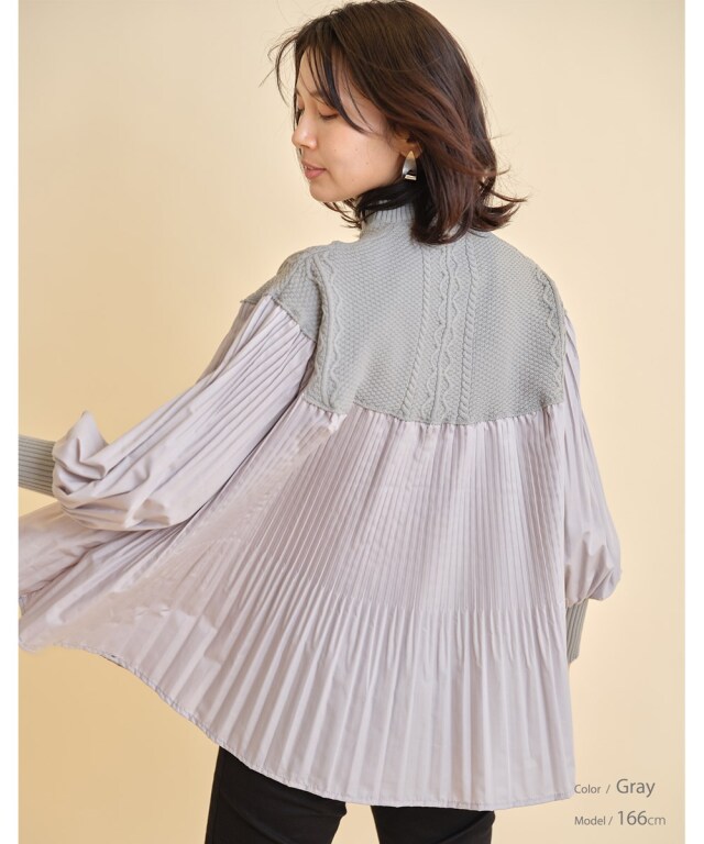 プリーツ切り替えドッキングニット※WEB Store限定販売