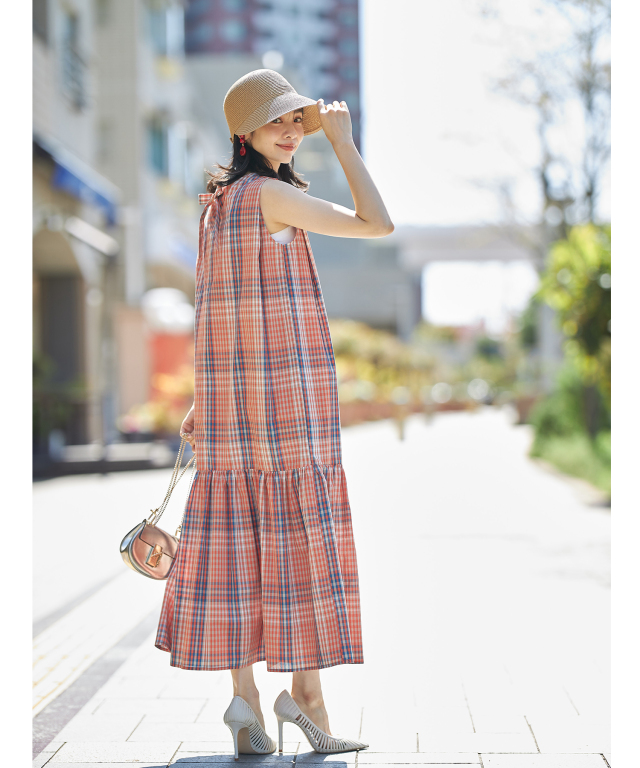 マドラスチェックノースリーブワンピース※WEB Store限定販売