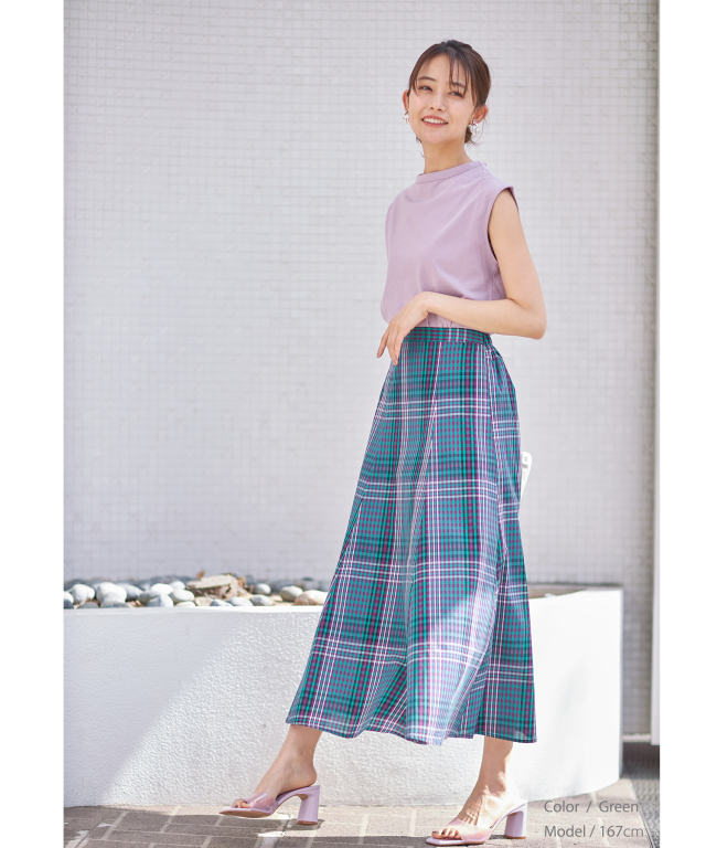 マドラスチェックフレアスカート※WEB Store限定販売