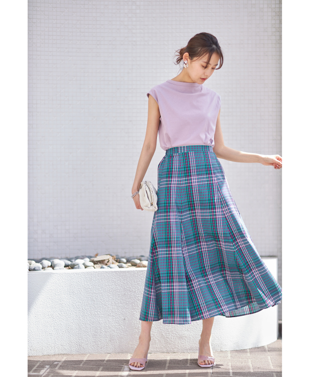 Drawer 今期ラメマドラスチェックフレアスカート 36 Drawer ドゥロワー  