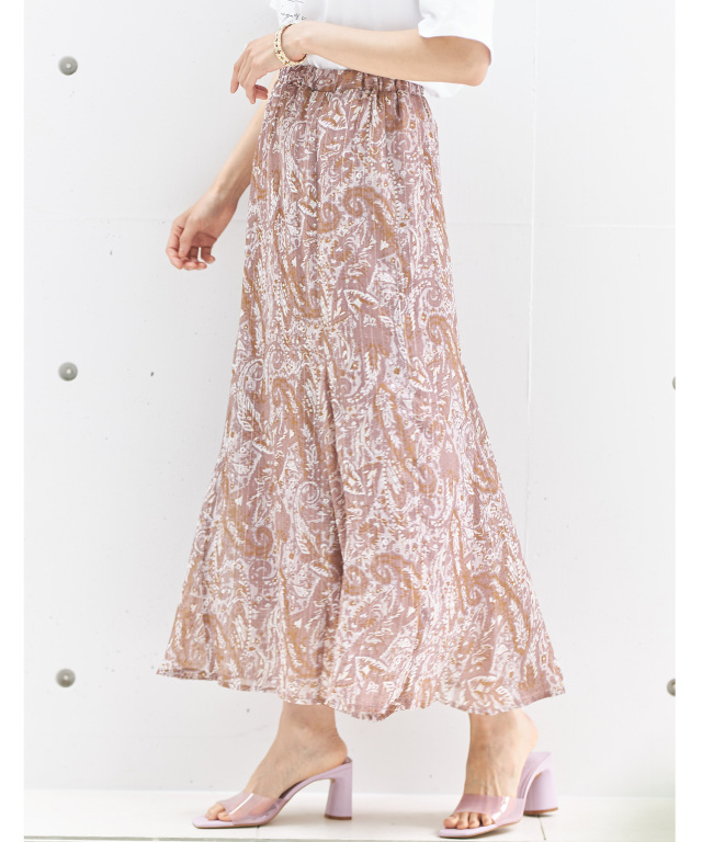 ラメストライプペイズリープリントスカート※WEB Store限定販売