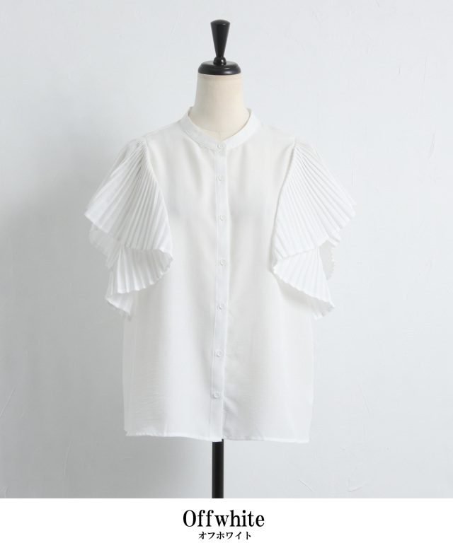 即購入可能です☆サークルフリルスリーブ　フリルスリーブ☆フリーサイズ プリーツフリルスリーブブラウス※WEB Store限定販売