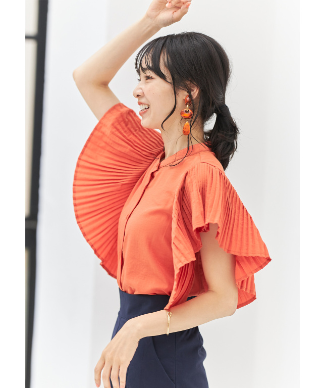 プリーツフリルスリーブブラウス※WEB Store限定販売