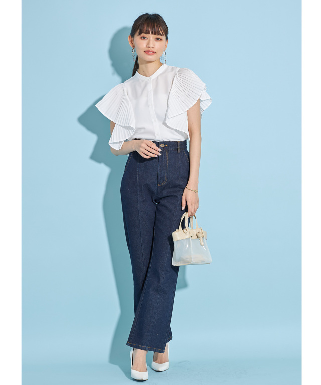 プリーツフリルスリーブブラウス※WEB Store限定販売