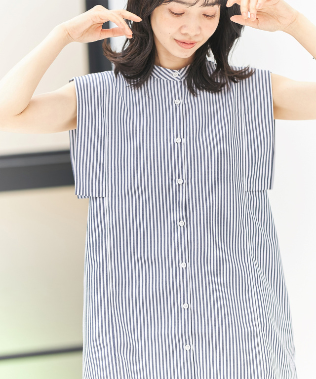 スクエアショルダーカットノースリーブブラウス※WEB Store限定販売