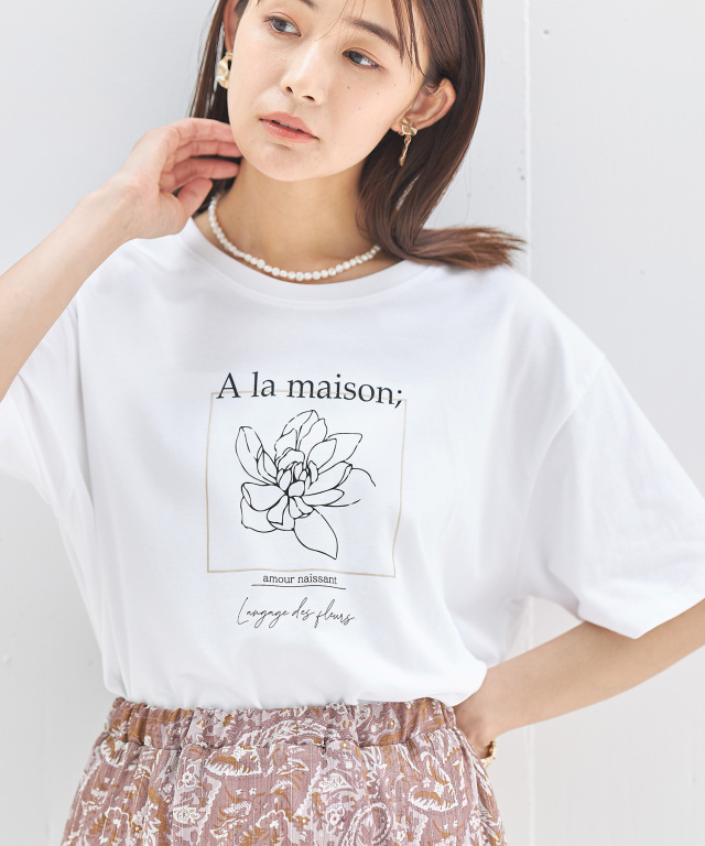 強撚コットンアートフラワーTシャツ※WEB Store限定販売