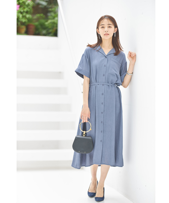 ベルト付き開襟シャツワンピース※WEB Store限定販売