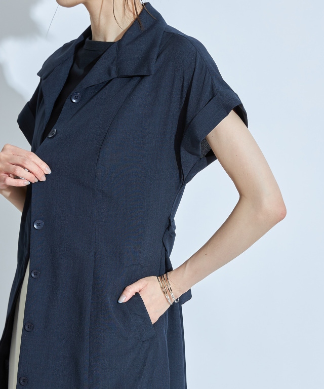 日本未上陸 REISS*Aubrey プリーツウエストシャツフレアドレス AMBIDEX Store ○ウォッシュリネン開襟シャツワンピース(F