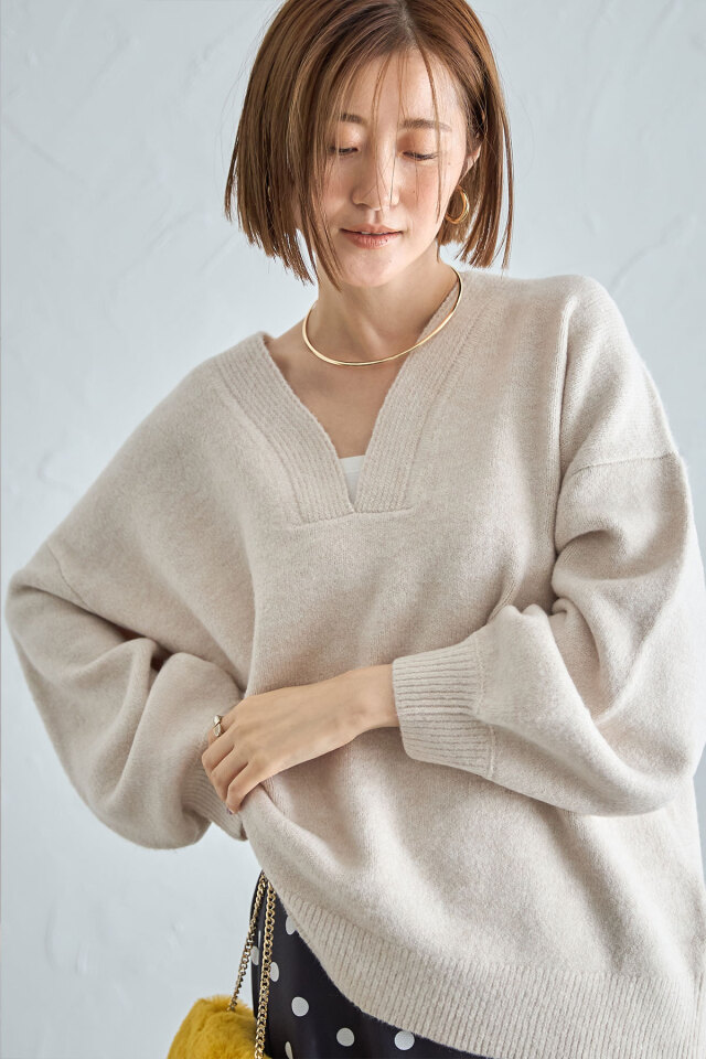 Mystrada ≪ルミネ新宿・ルクア大阪店限定≫ふわふわVネックニット ふあふあヤク風 Vネックニットトップス（ニット/セーター