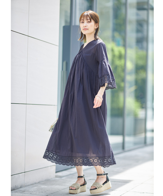 コットンボイル＋リバーレースワンピース※一部店舗のみ入荷 