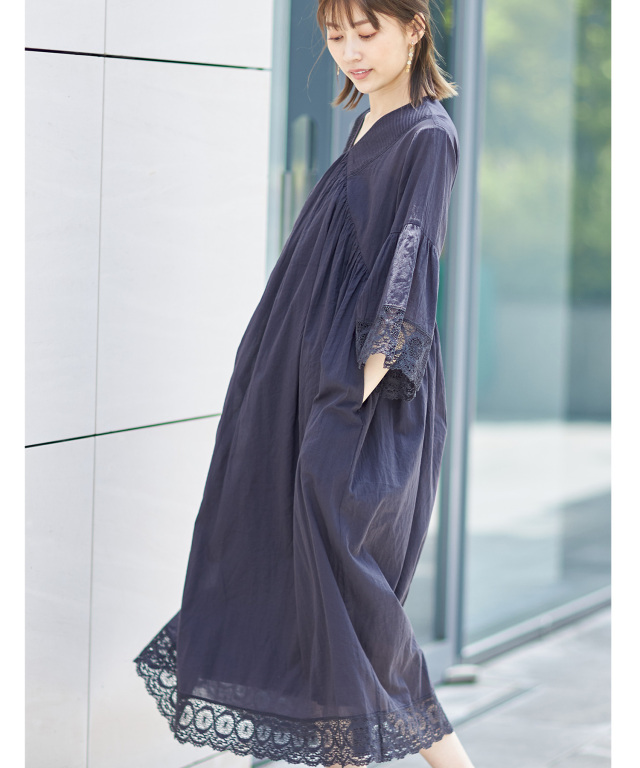 コットンボイル＋リバーレースワンピース※一部店舗のみ入荷