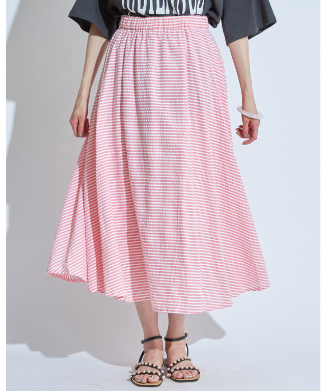 マルチストライプ　シアープリーツスカート マルチストライプスカート[品番：IGAW0001788]｜axes femme