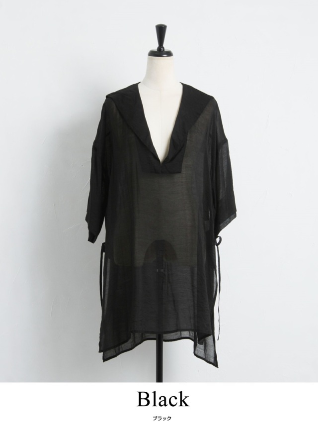 シティショップ　2024SS シアーセーラーシャツ　ブラック　ブラウス SHEER SAILOR シャツ（シャツ／ブラウス）｜CITYSHOP（シティ