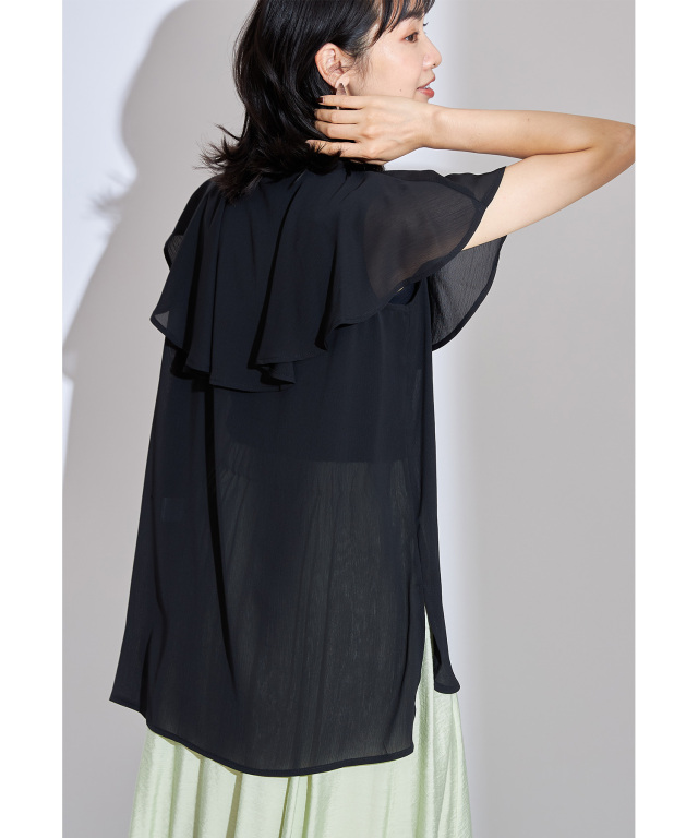 ラミー楊柳×リネンガーゼノースリーブブラウス。 ラミー楊柳×リネンガーゼノースリーブブラウス｜nest Robe