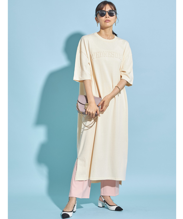 エンボス加工半袖ワンピース※WEB Store限定販売