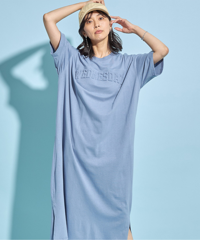 エンボス加工半袖ワンピース※WEB Store限定販売