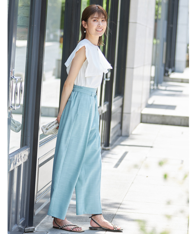 完売カラー バックステージパス トラックパンツ 2way ホワイトブラック あの ベルト付きテーパードパンツ※WEB Store限定販売