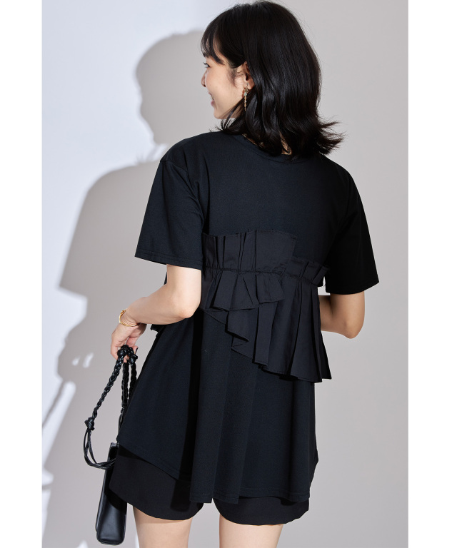 前後差フリルギャザースリットTシャツ※一部店舗のみ入荷
