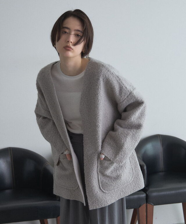オフィシャルサイト限定】フェイクリングウールカーデジャケット