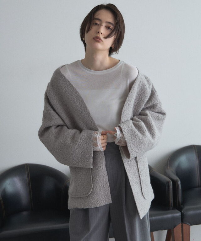オフィシャルサイト限定】フェイクリングウールカーデジャケット