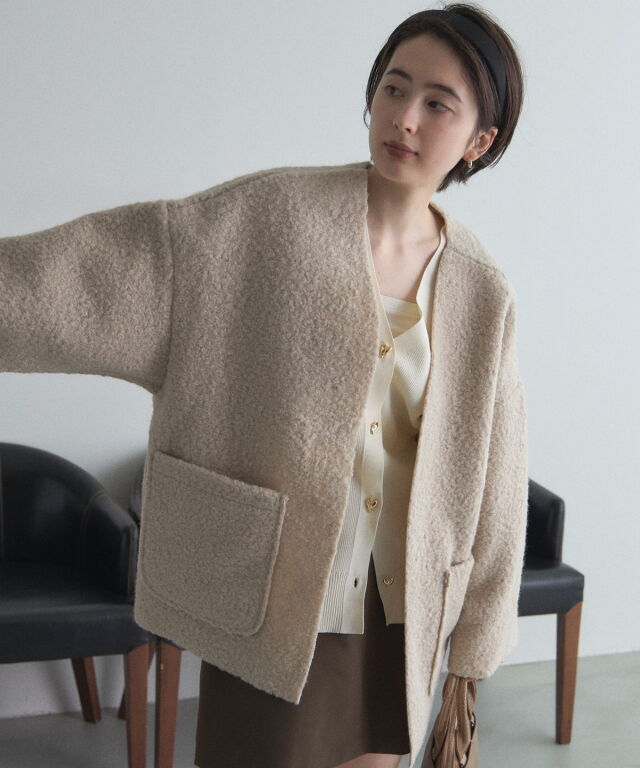 オフィシャルサイト限定】フェイクリングウールカーデジャケット