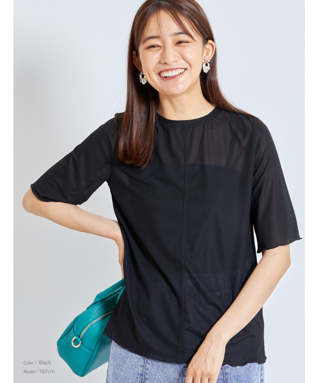 シアーカットリブ五分袖メロウTシャツ※WEB Store限定販売