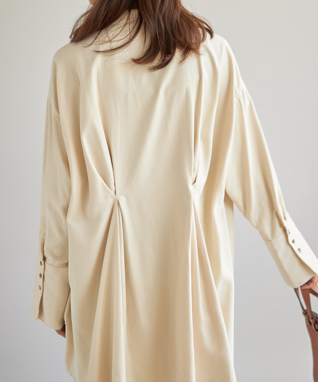 icb タック ロングシャツ 長袖 WEB限定カラーあり・洗える】 シンプルジャージー ロング