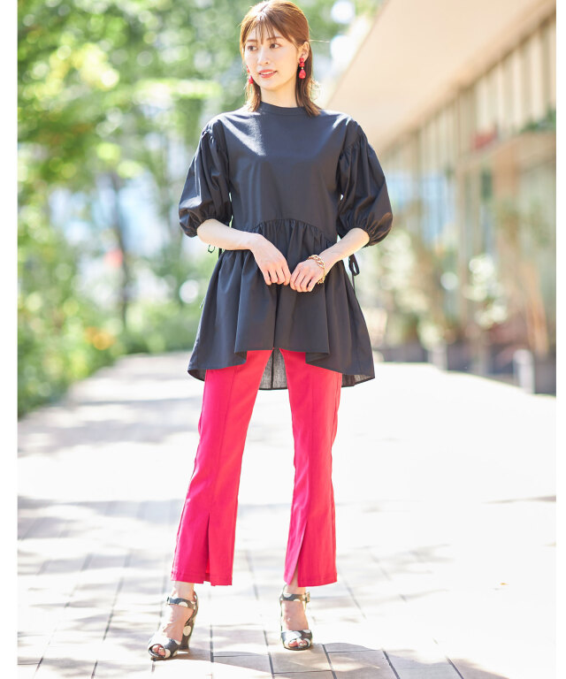 リボンペプラムギャザーチュニック※WEB Store限定販売