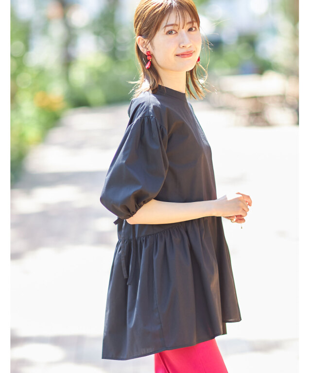 リボンペプラムギャザーチュニック※WEB Store限定販売