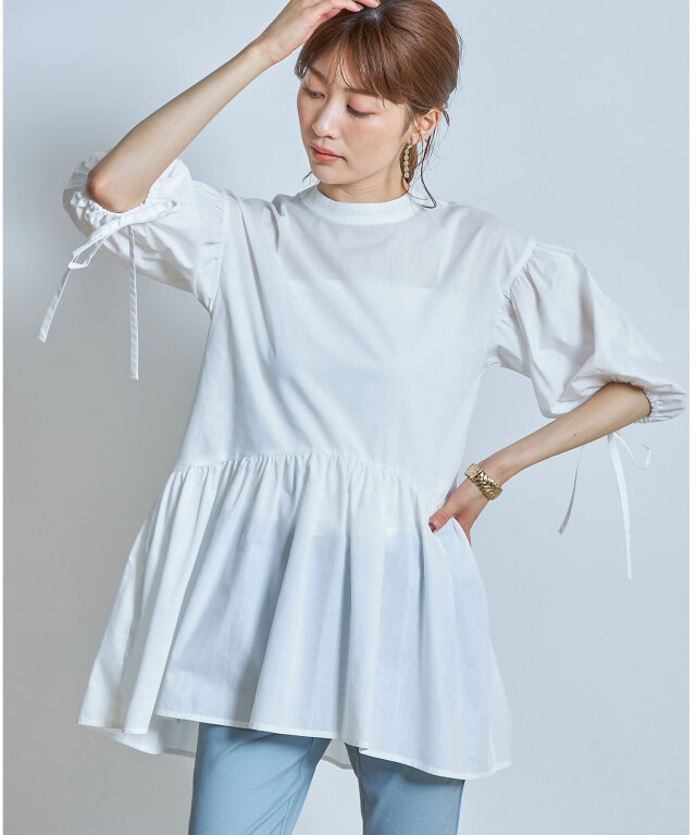 リボンペプラムギャザーチュニック※WEB Store限定販売