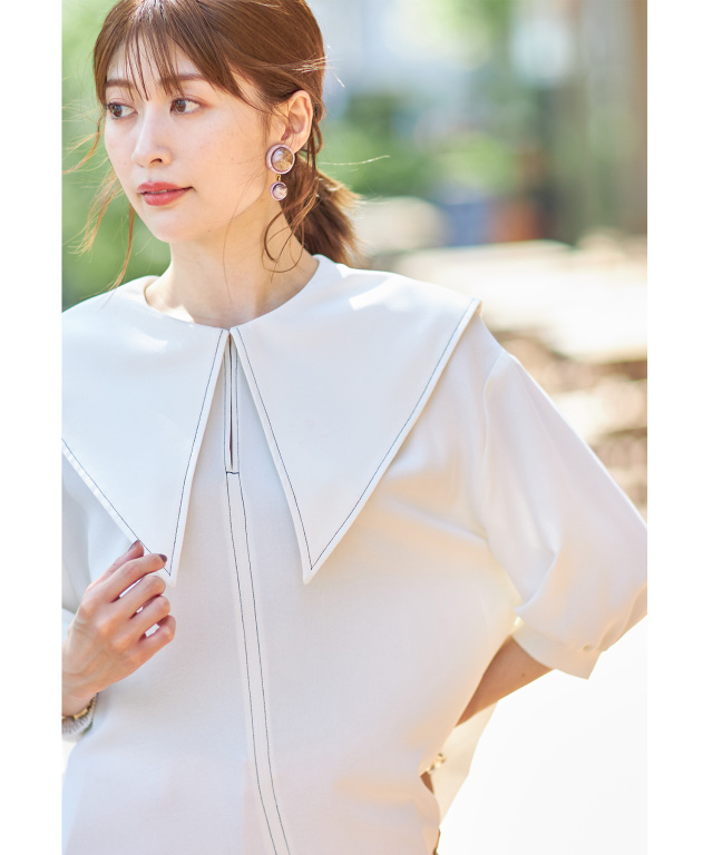 配色カラーステッチブラウス※WEB Store限定販売