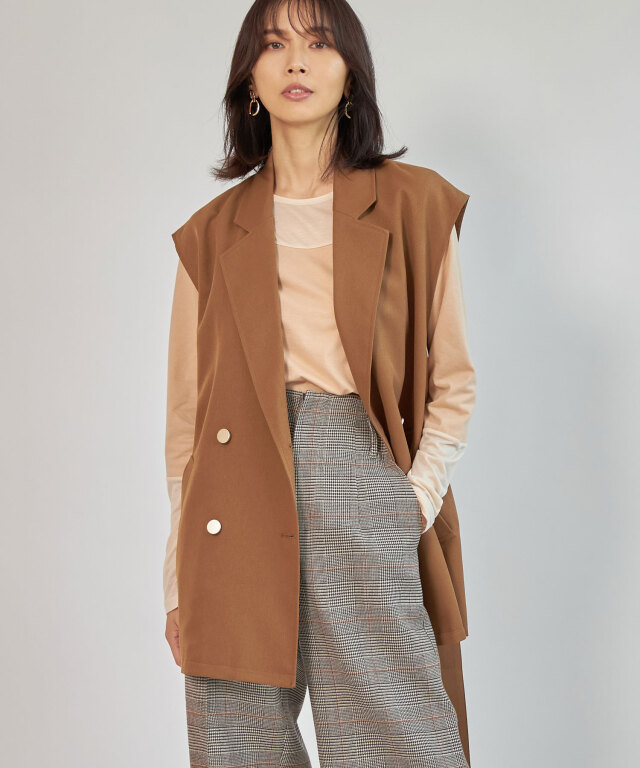 ウールライクポリエステルダブルベスト