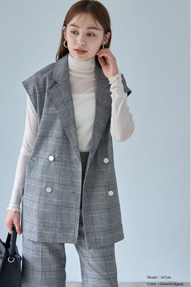 チェックダブルベスト※WEB Store限定販売
