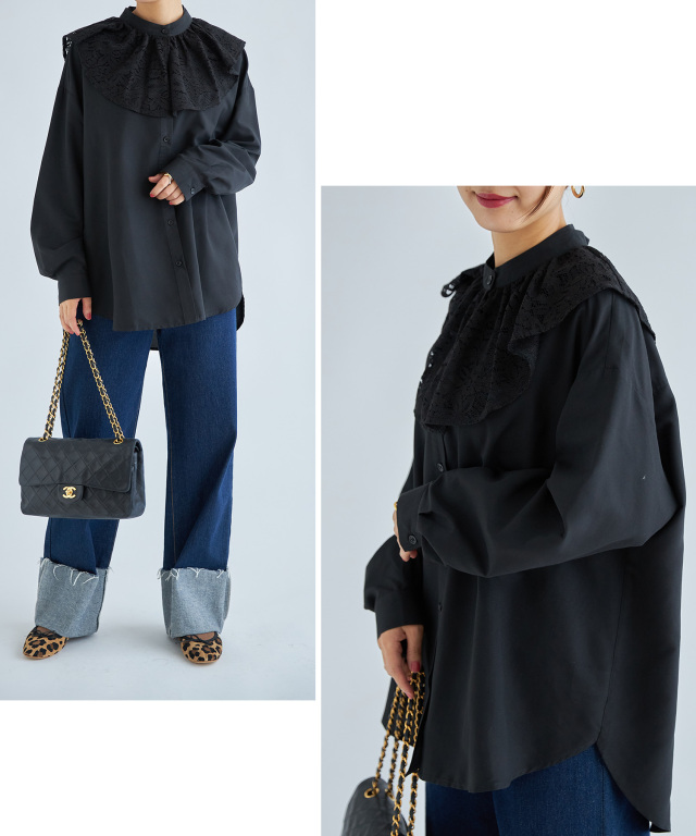 【値下げ】ラッフルカラーシャツ25SS ラッフルカラー・ブラウス （シャツ・ブラウス）｜Bilitis dix
