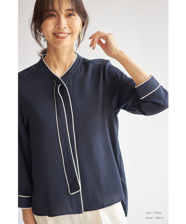 10月20日午前0:00WEB限定再販！ 配色クロスボウタイブラウス※一部店舗のみ入荷