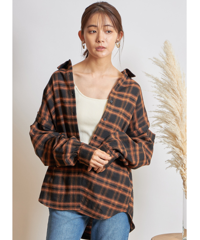 リムーバルスリーブチェックシャツ※一部店舗のみ入荷/#17オレンジ