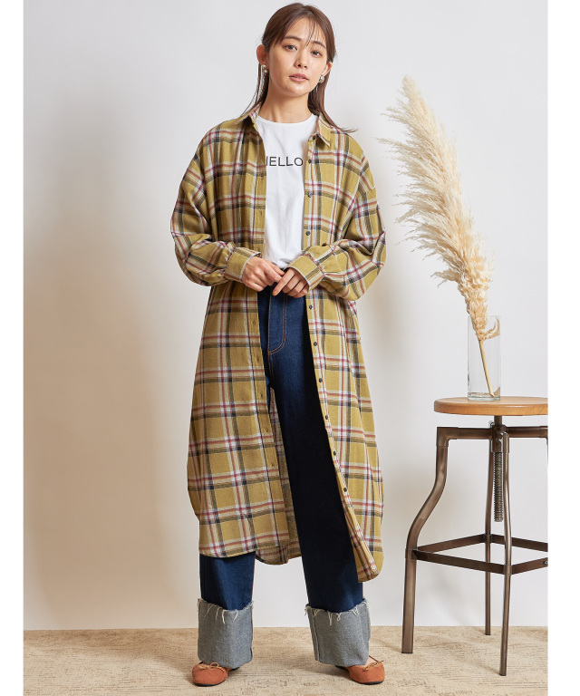ロングチェックシャツ ロングチェックシャツ※一部店舗のみ入荷