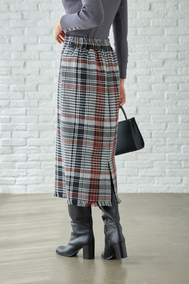 ツイード調ビッグチェックスカート《ladychic》