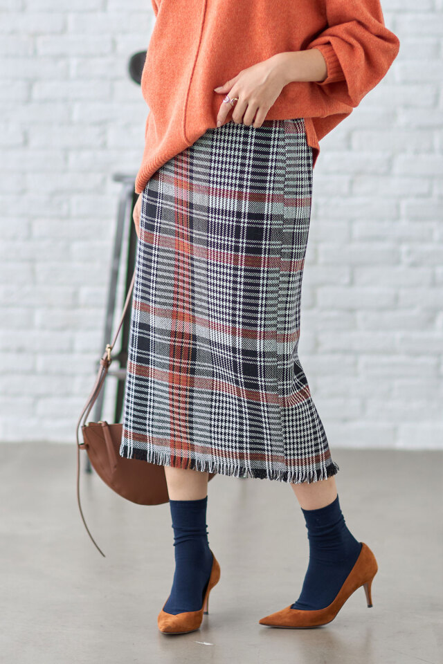 ツイード調ビッグチェックスカート《ladychic》