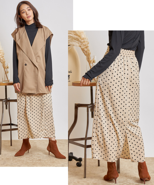 ❤️23新作 新品♡ SelfPortrait 黒ドットスリットスカート♡　617 ジップスリットスカート [M4168] | SALE!! - レディース