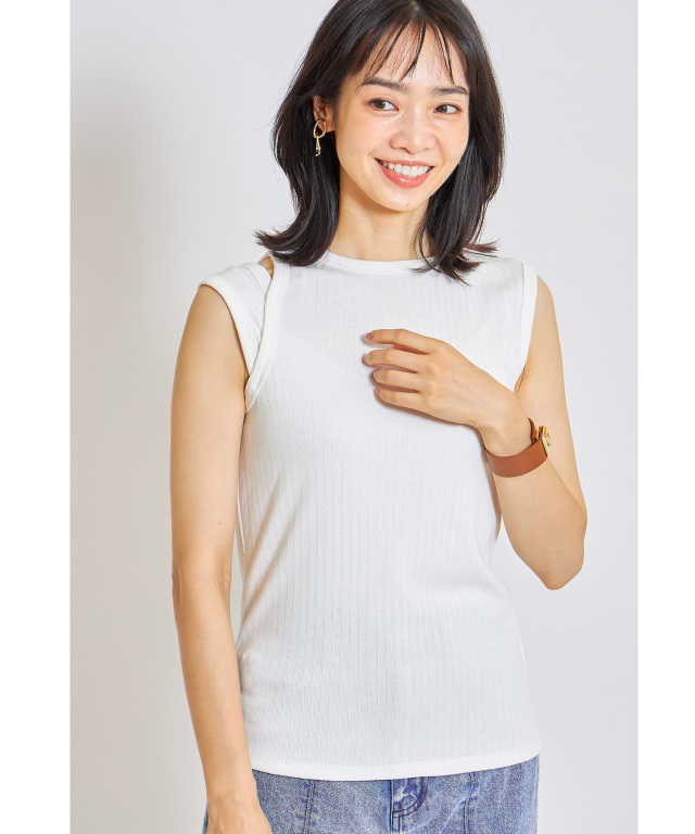 リブショルダースリットインタンクトップ※一部店舗のみ入荷/#49オフホワイト