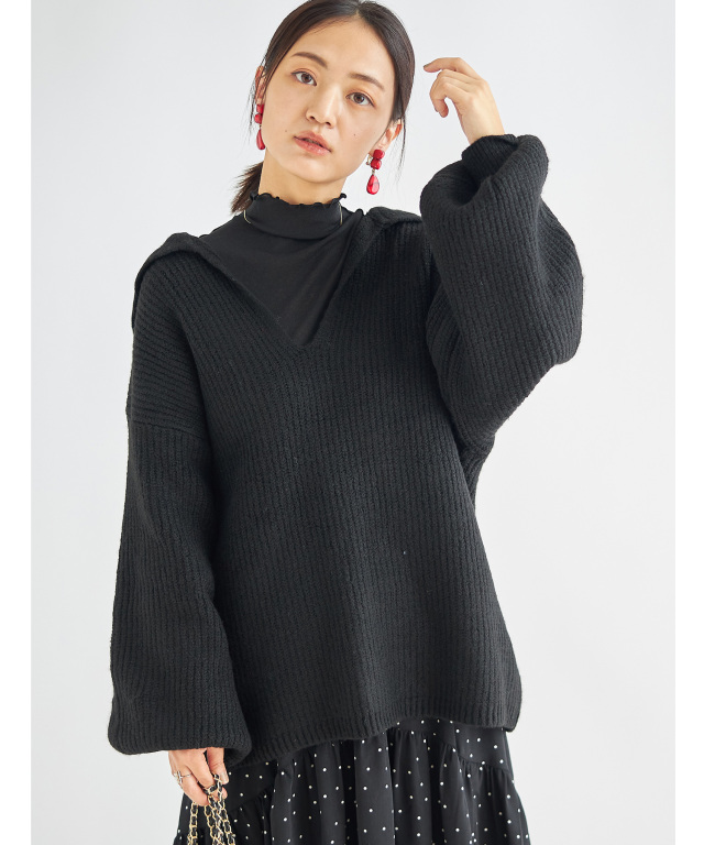 新品✨マルジェラ　セーラーカラープルオーバーニット　カーキ　厚手リブ編み　XL 新品✨マルジェラセーラーカラープルオーバーニットカーキ厚手リブ編みXL