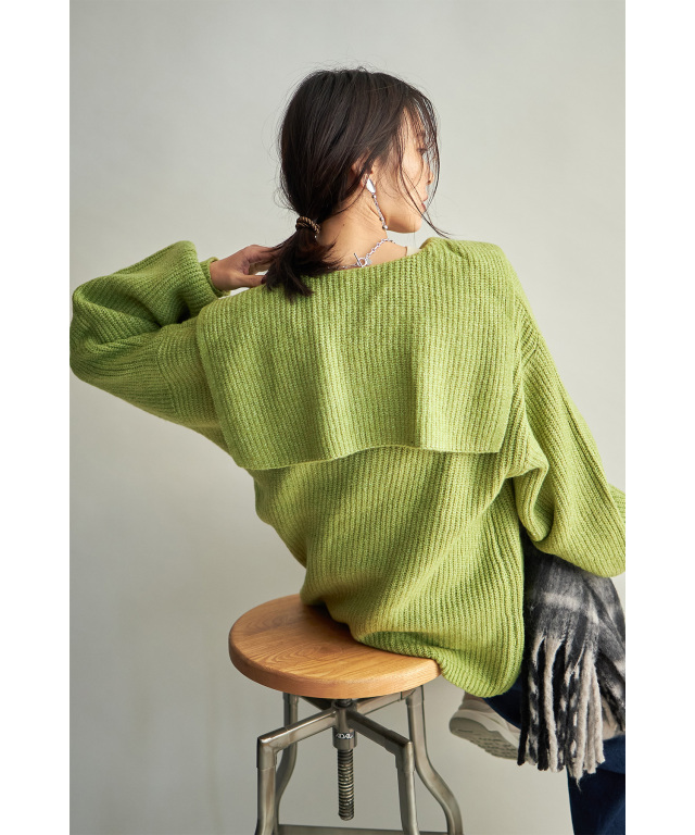 WEB限定】もちもちニットセーラカラープルオーバー