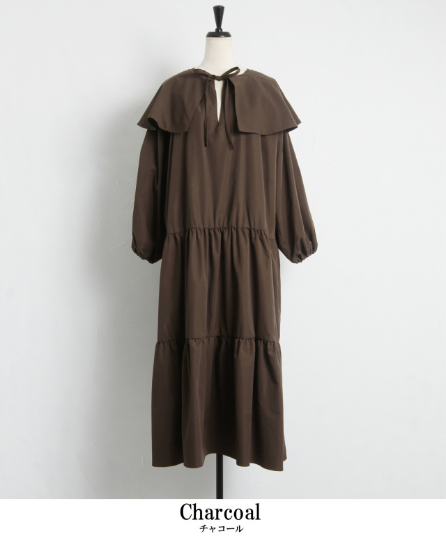 WEB限定】ビックカラーティアードワンピース