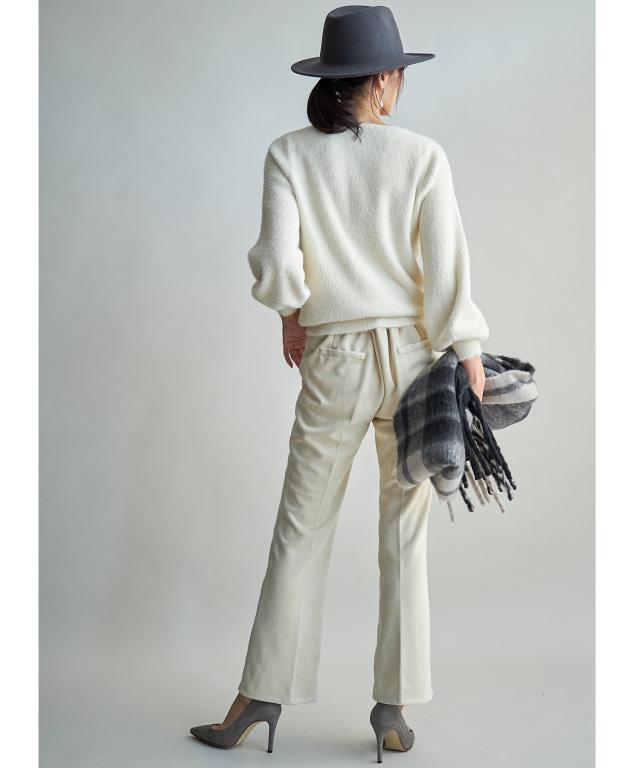 イタリア製ヴィンテージ ブラウンカラー セミフレアパンツ ポンチスウェードセミフレアパンツ