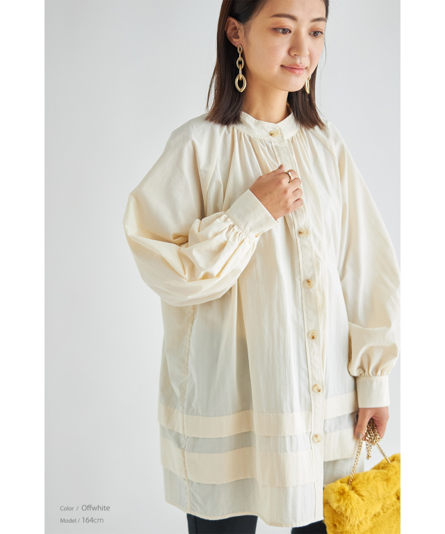 WEB限定】タックデザインボリューム袖ミニワンピース